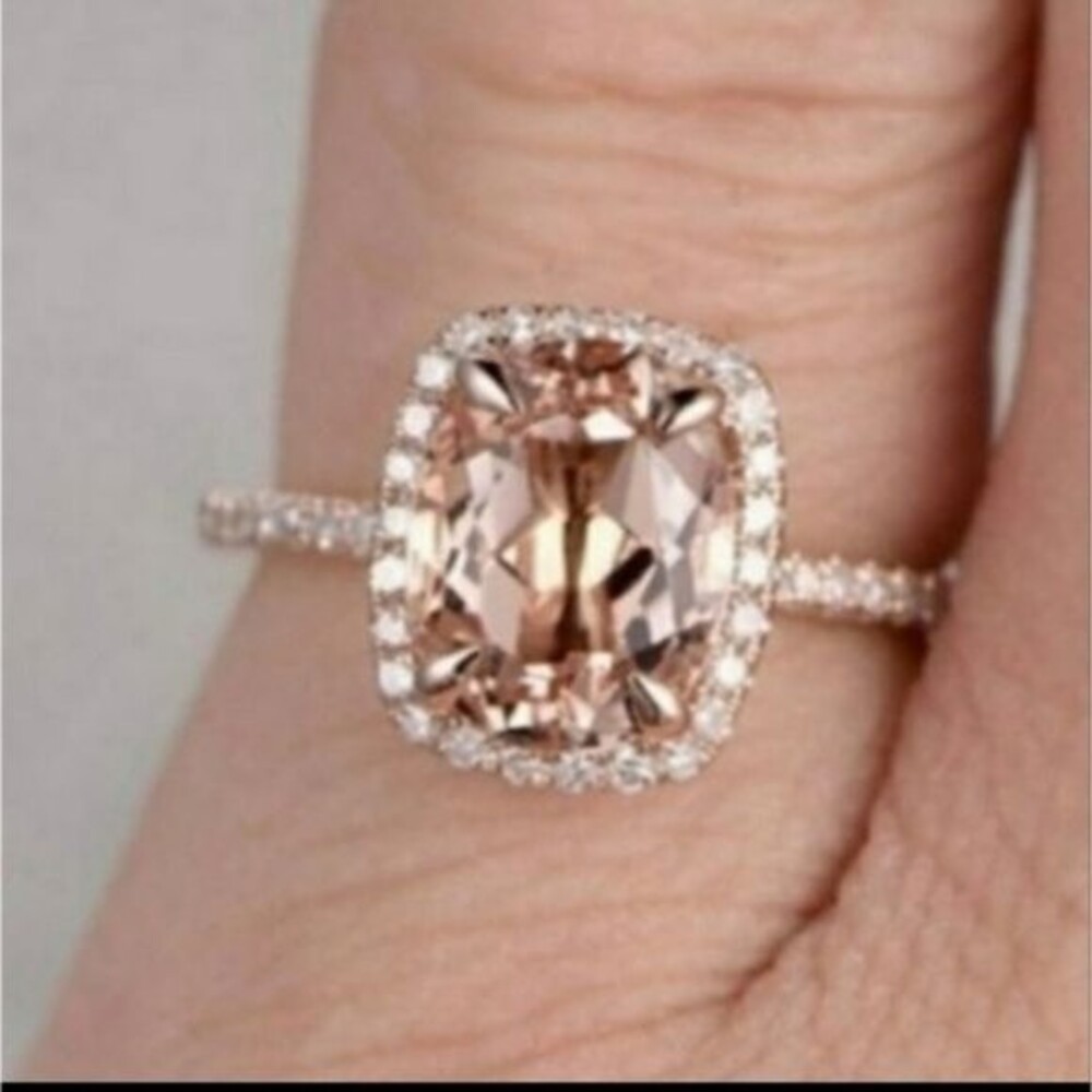 18K Rose Gold Plated Oval Cut Champagne Ring 💍